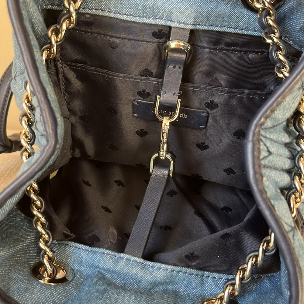 Kate Spade “Briar Lane” quilted denim bucket backpack - EUC - Picture 9 of 11